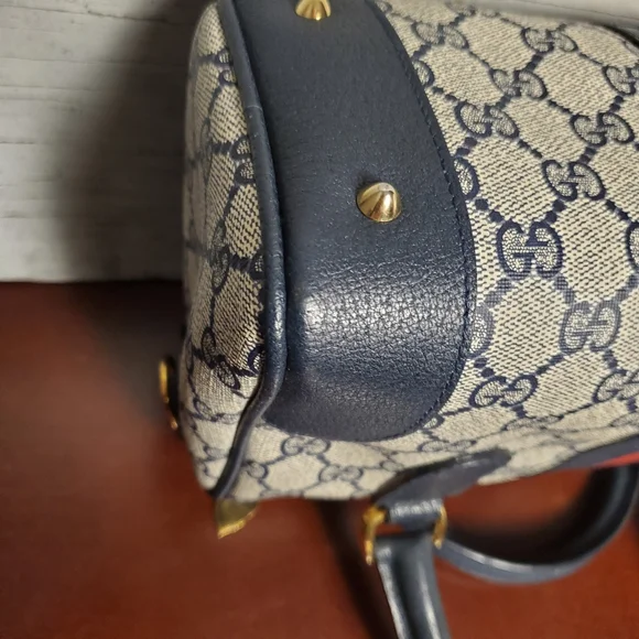 Vintage GUCCI GG Supreme Monogram Ophidia GG Blue Boston Bag #2390069 - Picture 8 of 16